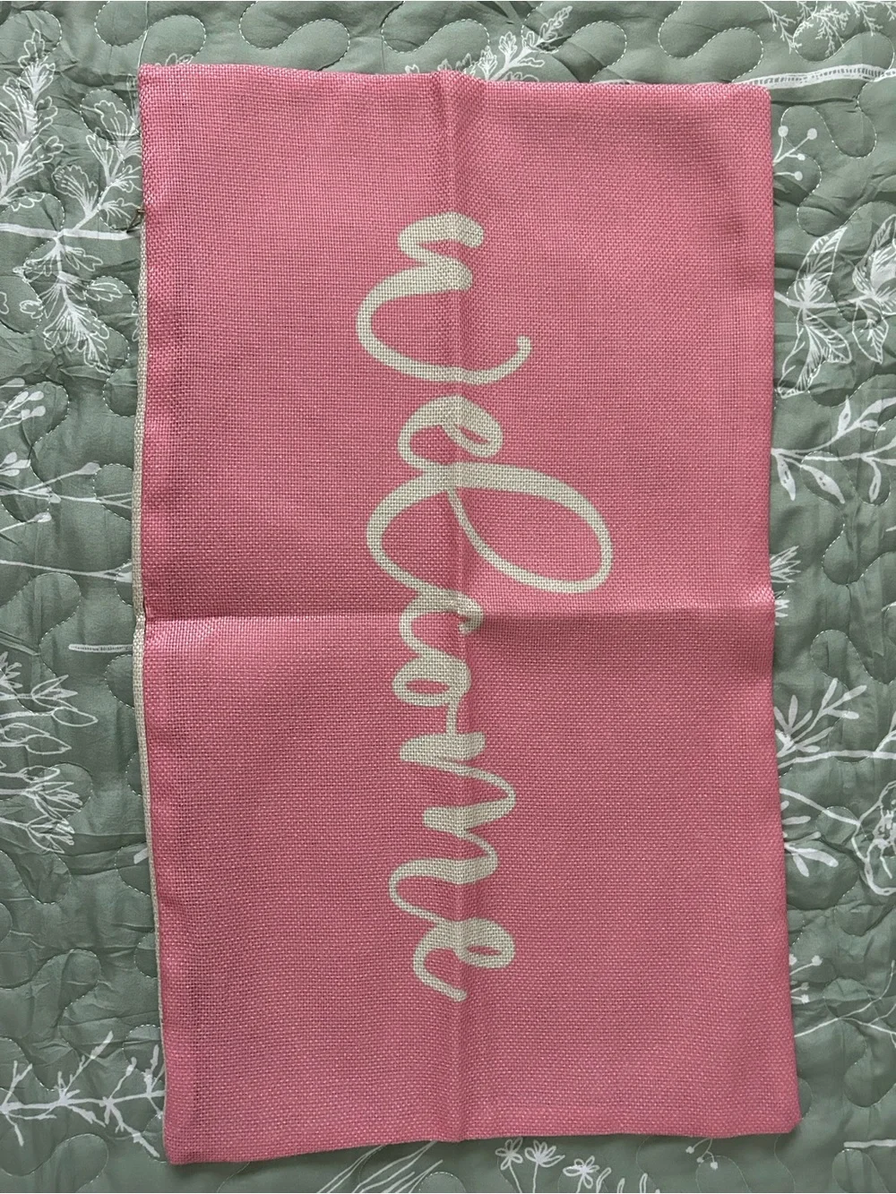 Pink Welcome Pillow Cover